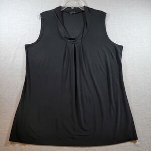 Sleeveless Cowl Neck Top Women XL Black Good Pleated Drape Blouse